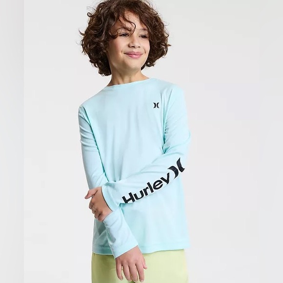🩵Hurley Big Boys Icon UPF 50+ Long-Sleeve T-Shirt - Picture 1 of 9